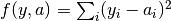 f(y, a) = \sum_i (y_i - a_i)^2